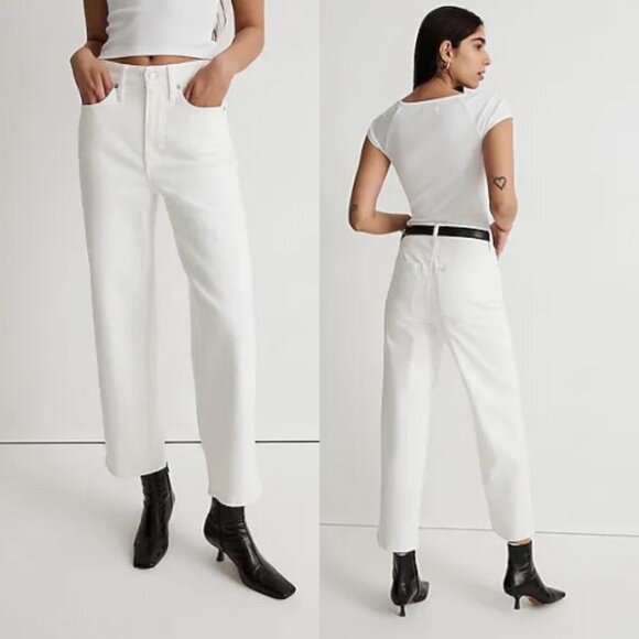 New! The Tall Perfect Vintage Wide-Leg Crop Jean in Tile White 18906 - Picture 2 of 16